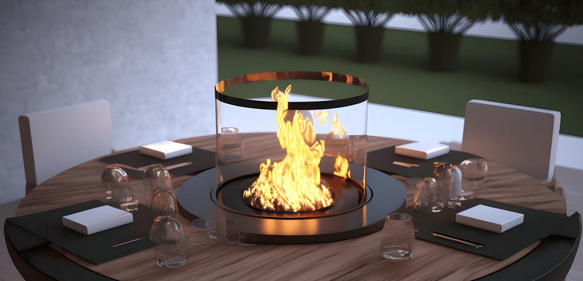 cheminée de table bioethanol période estivale